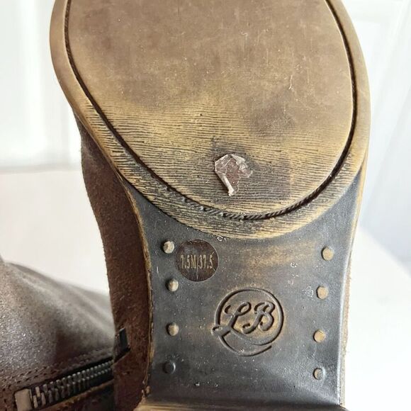 Lucky Brand Zipper Nubuck Leather Ankle Cowboy Western Bootie Boots - Picture 12 of 12